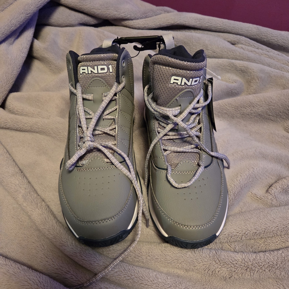 AND1 Men's Gray High-Top Athletic Basketball Shoes